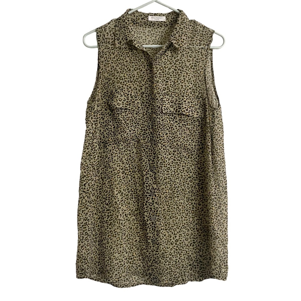 EQUIPMENT Cheetah Print Silk Semi Sheer Strapless Blouse